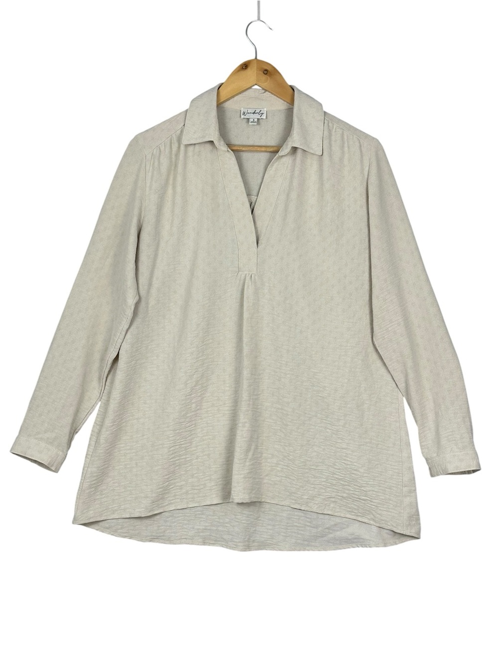 Wonderly Women’s beige Long Sleeve Loose Fit Blouse Size S